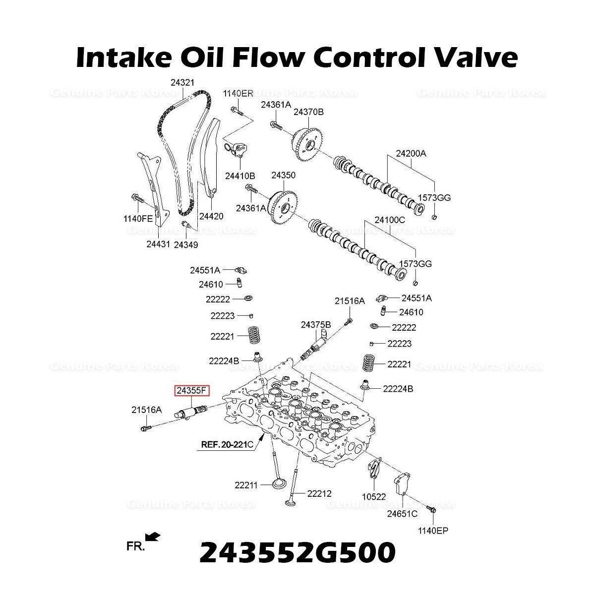 Genuine Intake Oil Flow Control Valve 243552G500 for Hyundai Kia