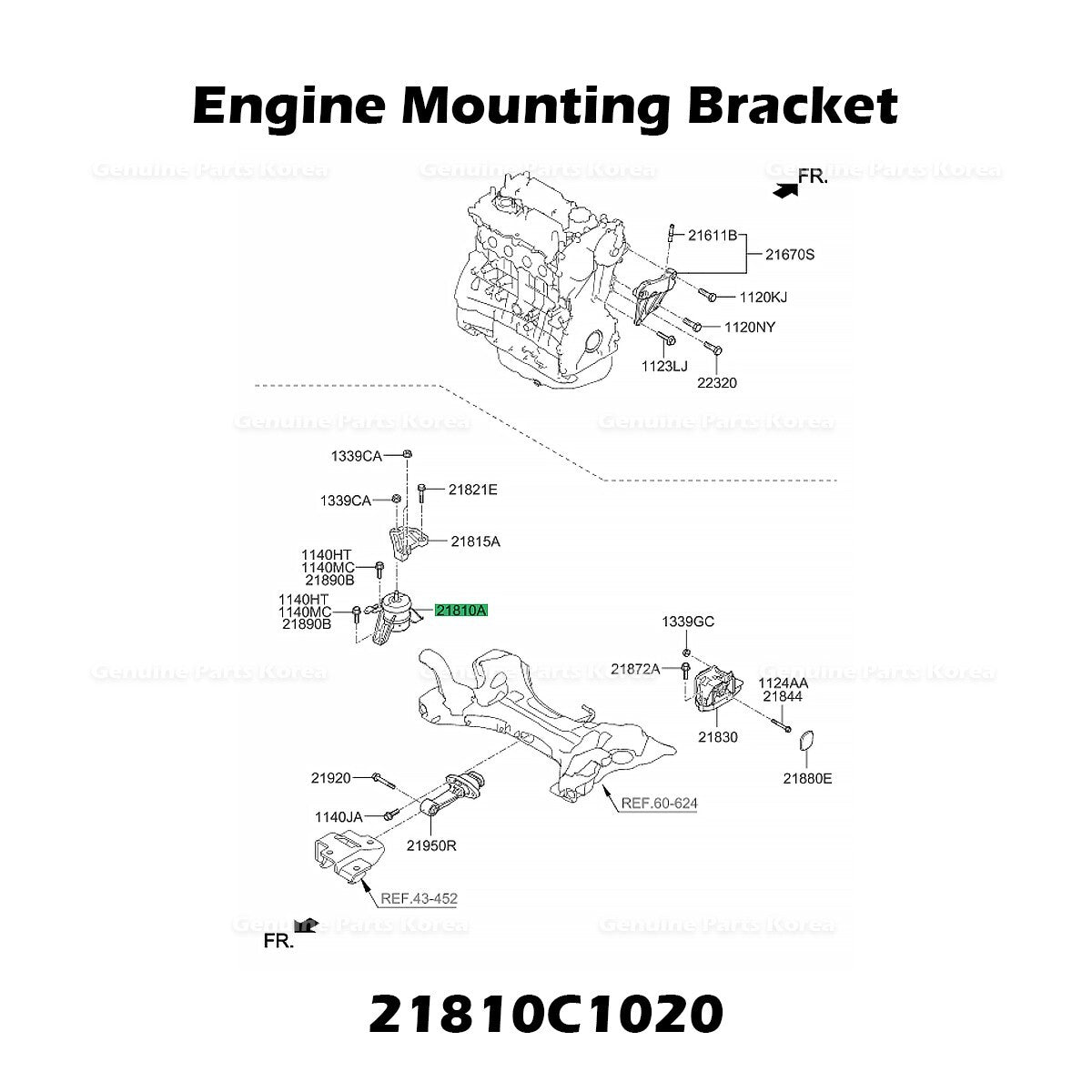 Genuine Engine Mounting Bracket 21810C1020 for Hyundai Sonata Kia Optima