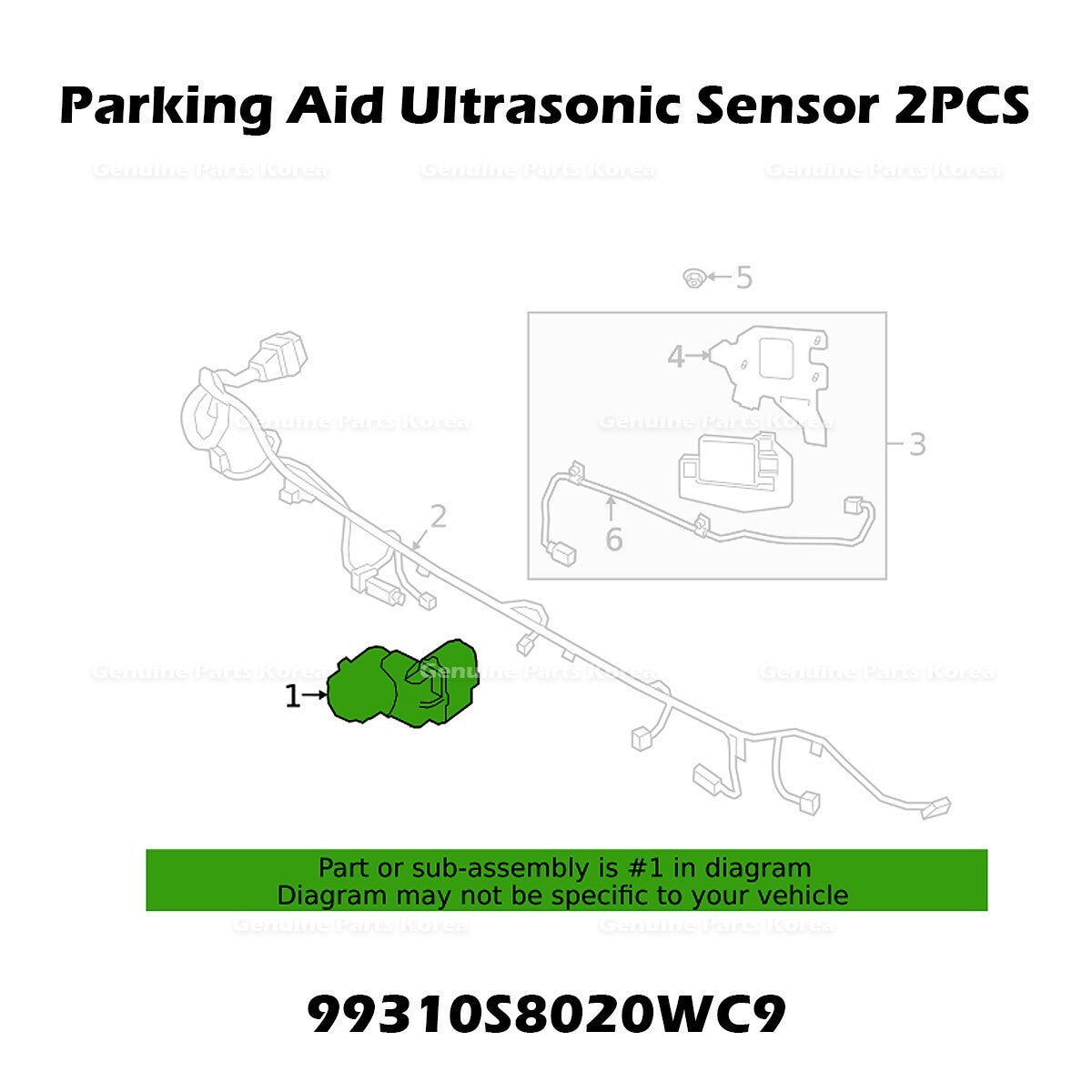 Genuine Parking Aid Ultrasonic Sensor 2PCS 99310S8020WC9 for Hyundai Palisade
