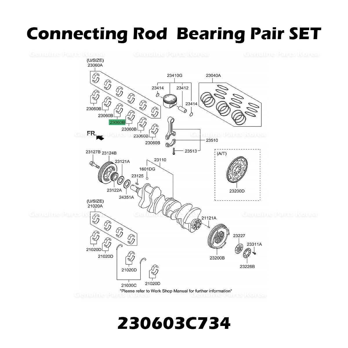 Genuine Connecting Rod Bearing Pair SET 230603C734 for Hyundai Genesis Kia