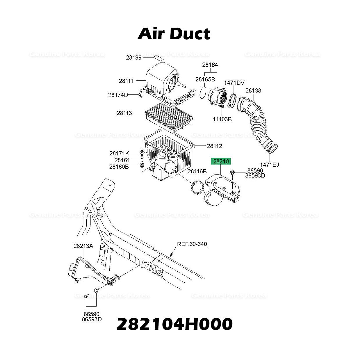 Genuine Air Duct 282104H000 for Hyundai Grand Starex H1