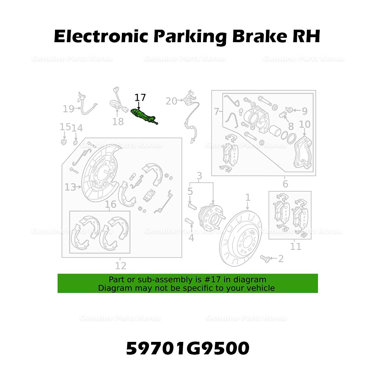 Genuine Electronic Parking Brake RH 59701G9500 for Genesis G70 Kia Stinger