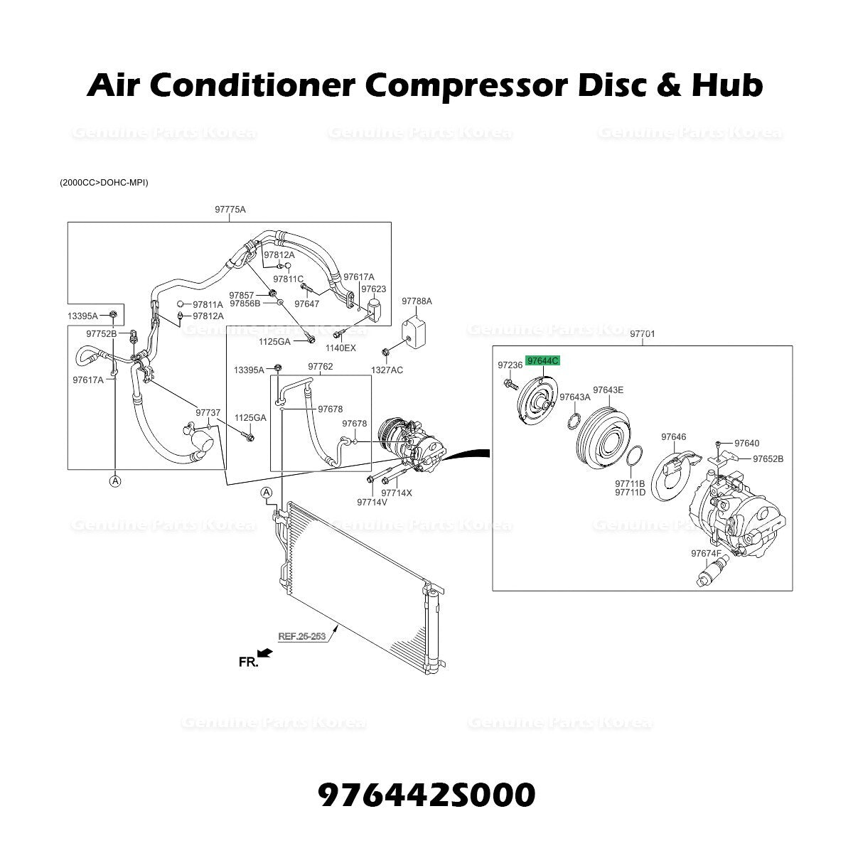 Genuine Air Conditioner Compressor Disc & Hub 976442S000 for Hyundai Kia
