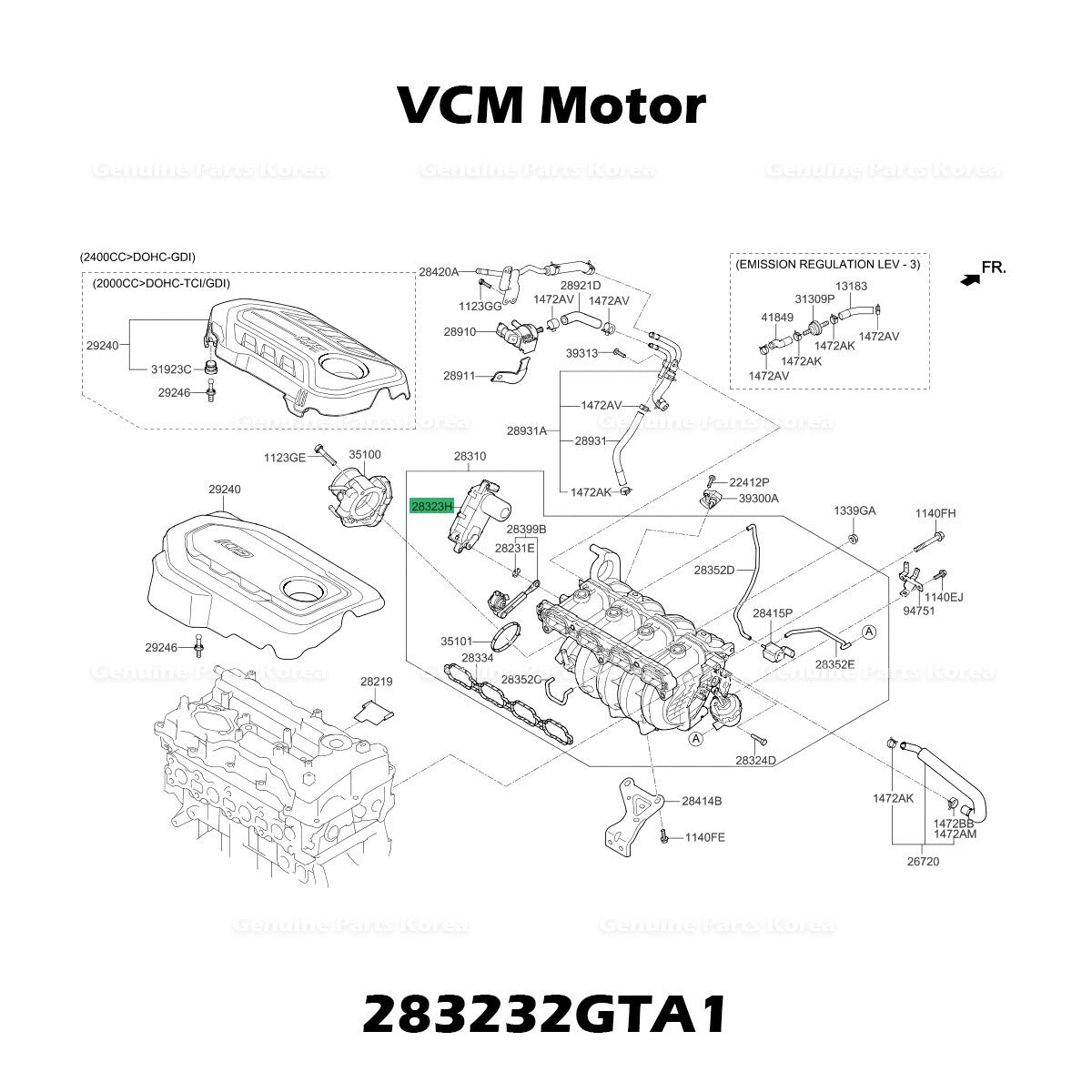 Genuine VCM Motor 283232GTA1 for Hyundai Santa Fe Sonata Kia Optima Sorento