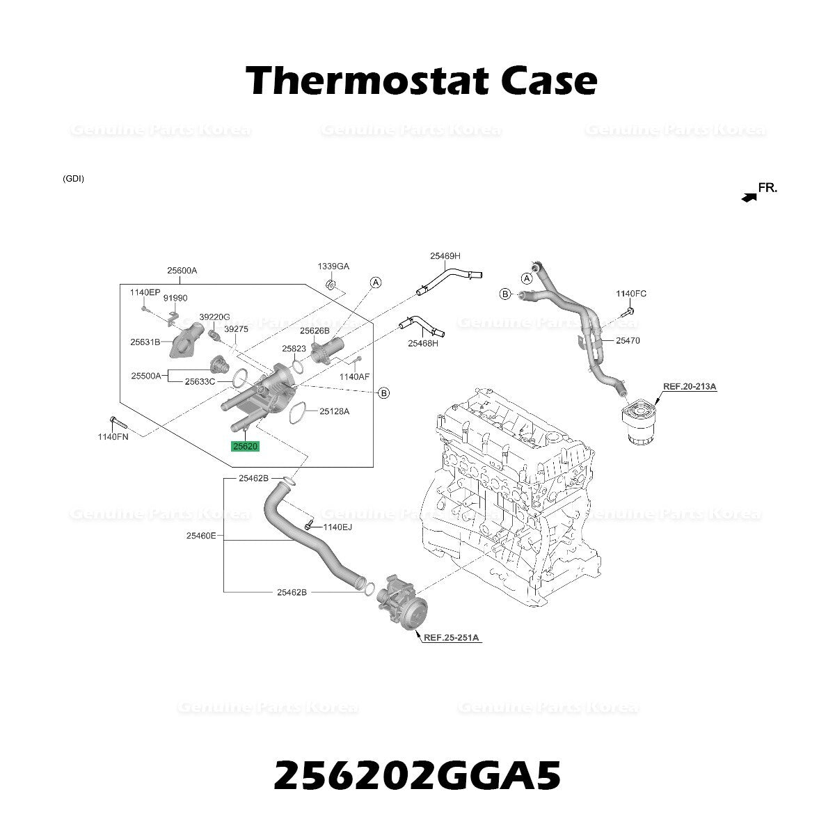 Genuine Thermostat Case 256202GGA5 for Hyundai Santa Fe Sonata Kia Optima