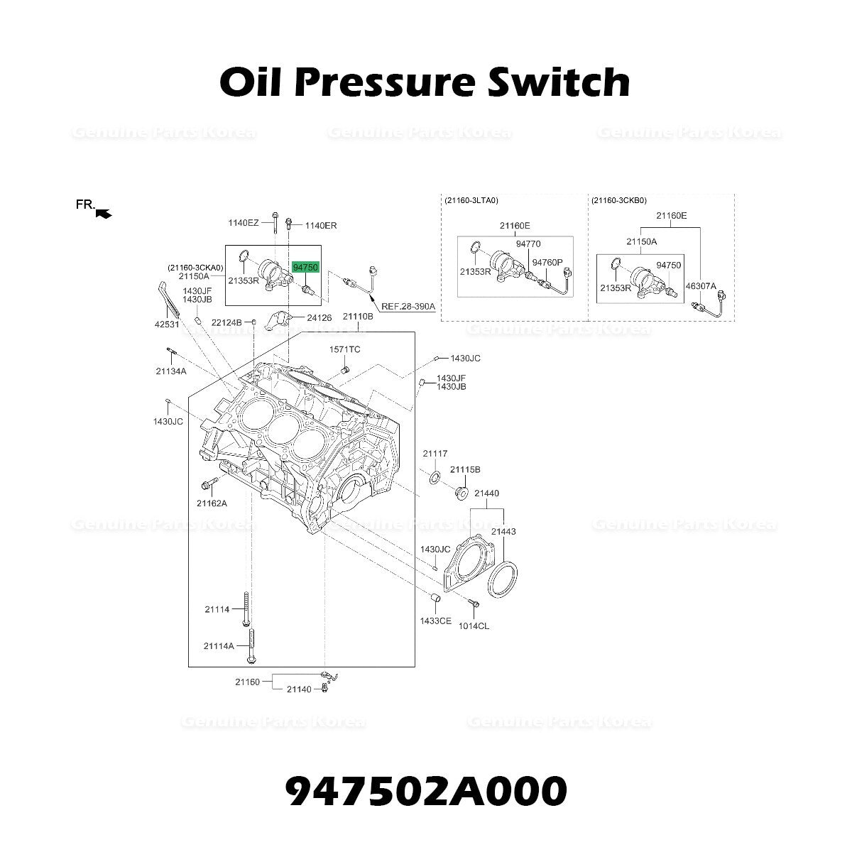 Genuine Oil Pressure Switch 947502A000 for Hyundai Genesis