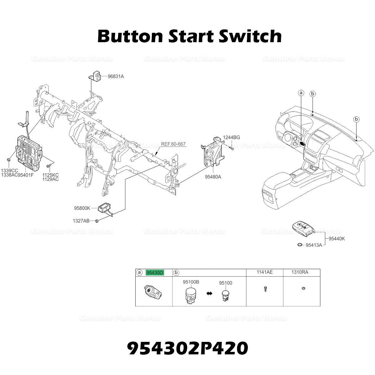 Genuine Button Start Switch 954302P420 for Kia Sorento