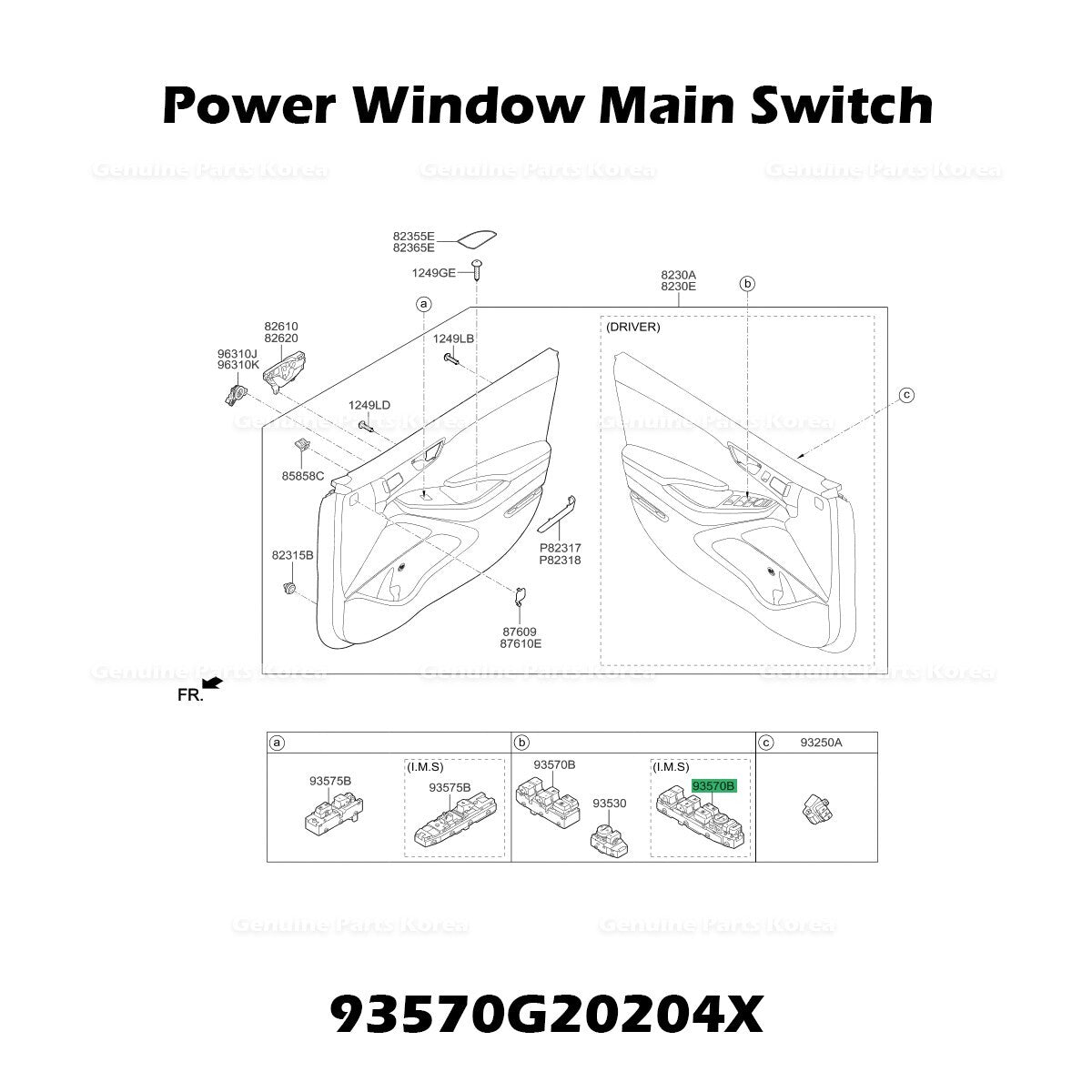 Genuine Power Window Main Switch 93570G20204X for Hyundai Ioniq