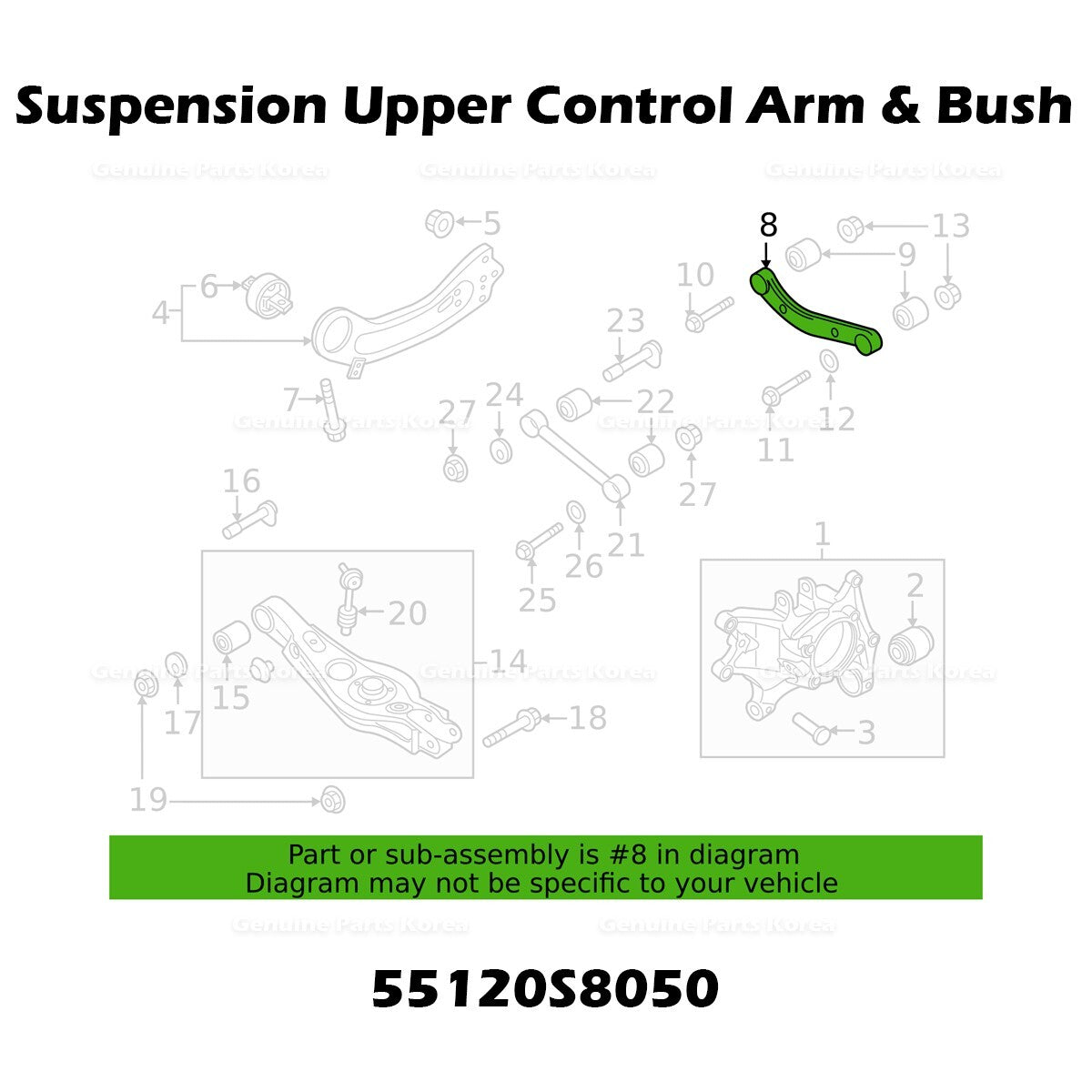 Genuine Suspension Upper Control Arm & Bush 55120S8050 for Hyundai Palisade