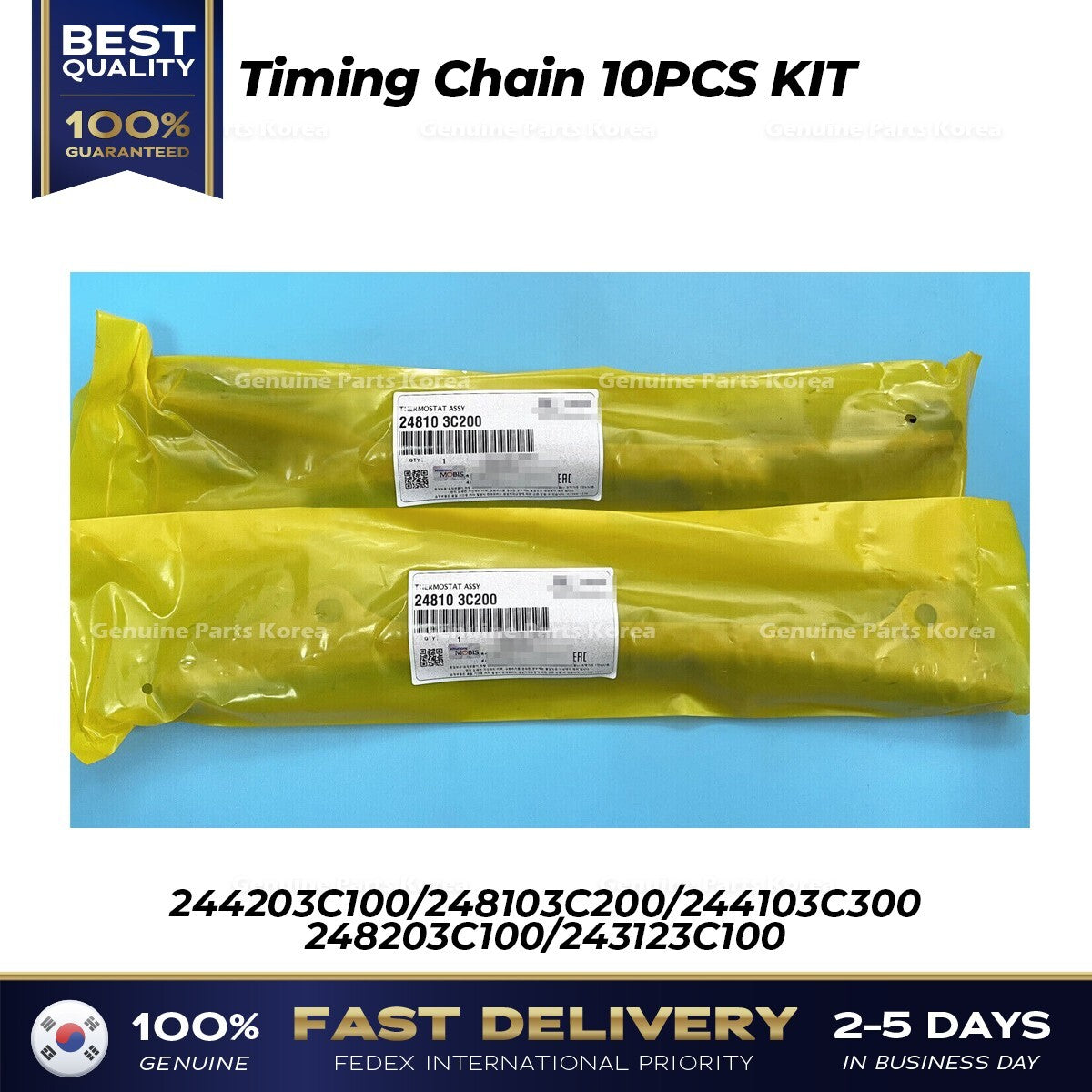 Genuine Timing Chain 10PCS KIT for Hyundai Azera Genesis Kia Borrego Sedona