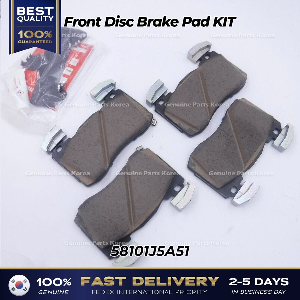 Genuine Front Disc Brake Pad KIT 58101J5A51 for Hyundai Genesis G70 Kia