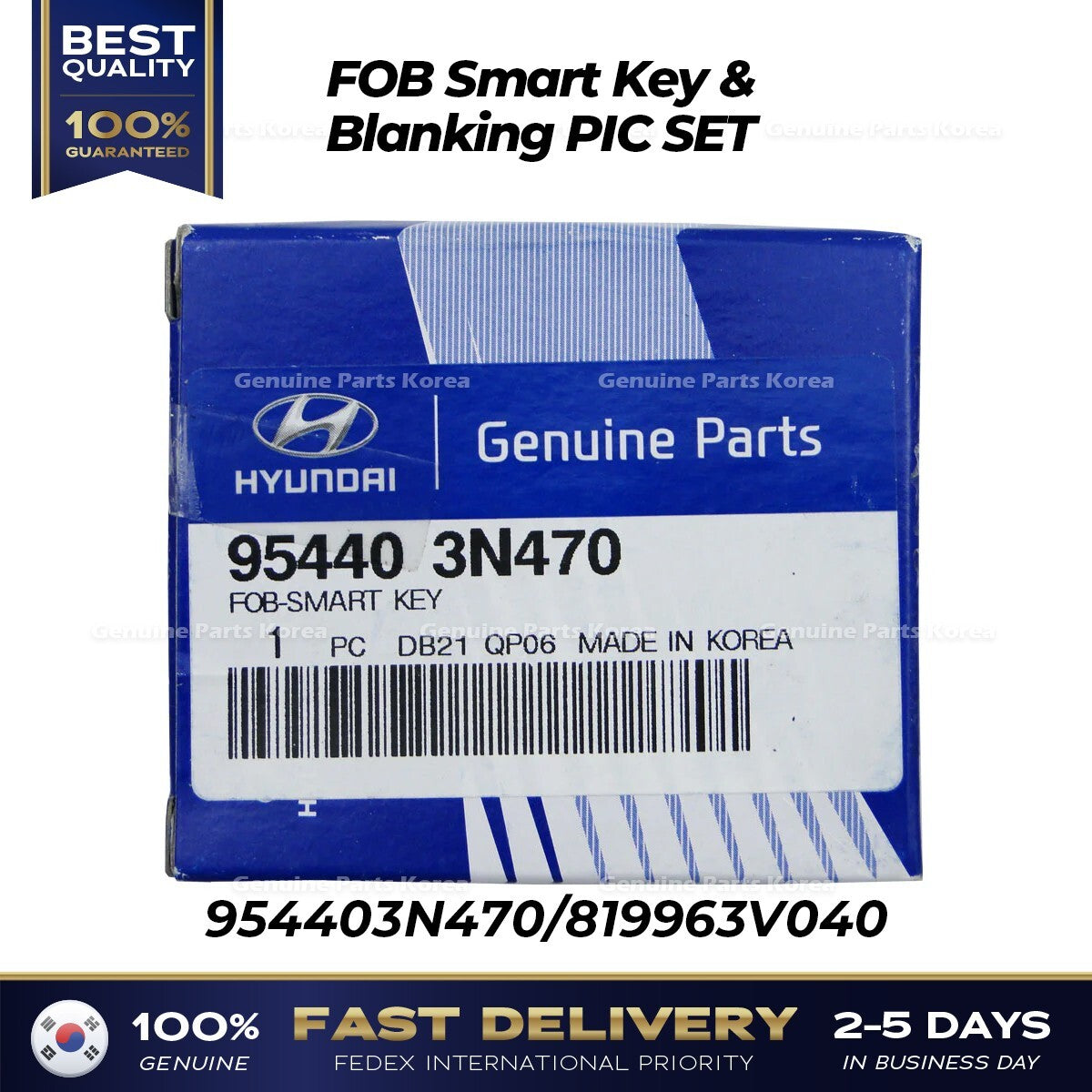 Genuine FOB Smart Key & Blanking PIC SET 954403N470 for Hyundai Equus
