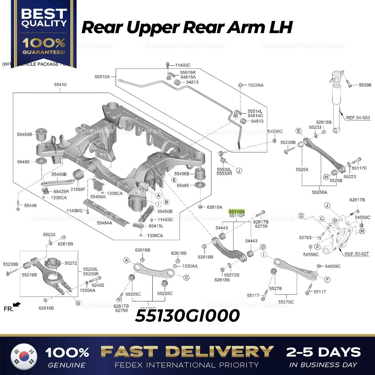 Genuine Rear Upper Rear Arm LH 55130GI000 for Hyundai Ioniq 5 Kia EV6