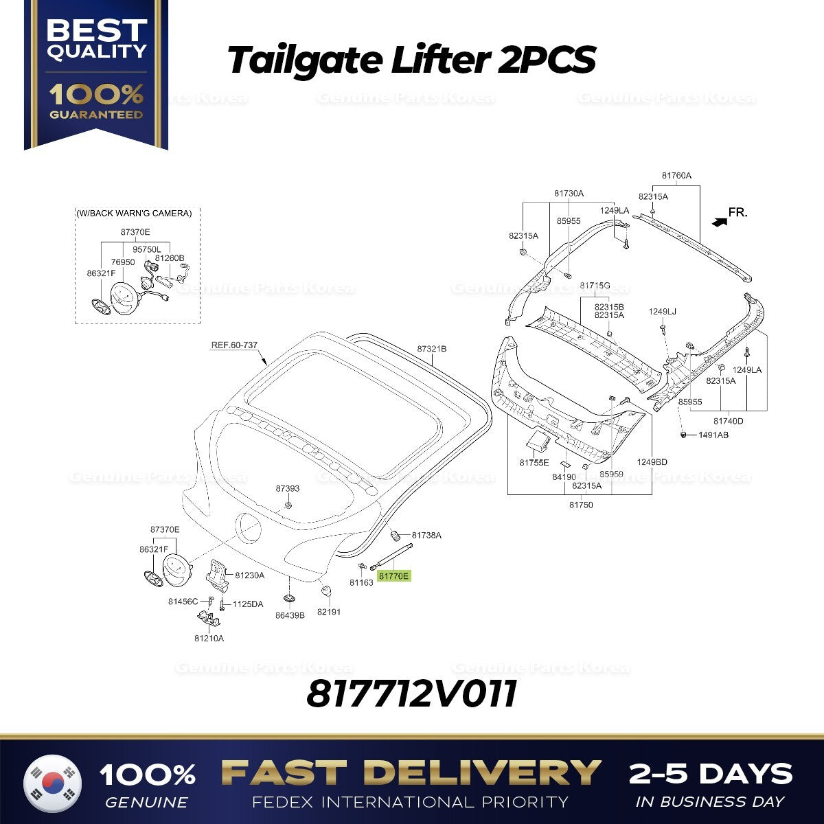 Genuine Tailgate Lifter 2PCS 817712V011 for Hyundai Veloster