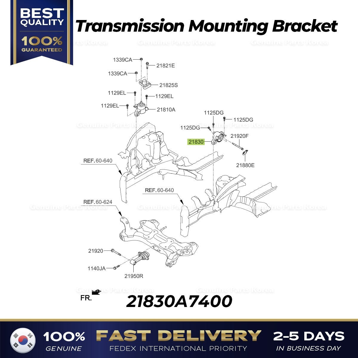 Genuine Transmission Mounting Bracket 21830A7400 for Kia Forte