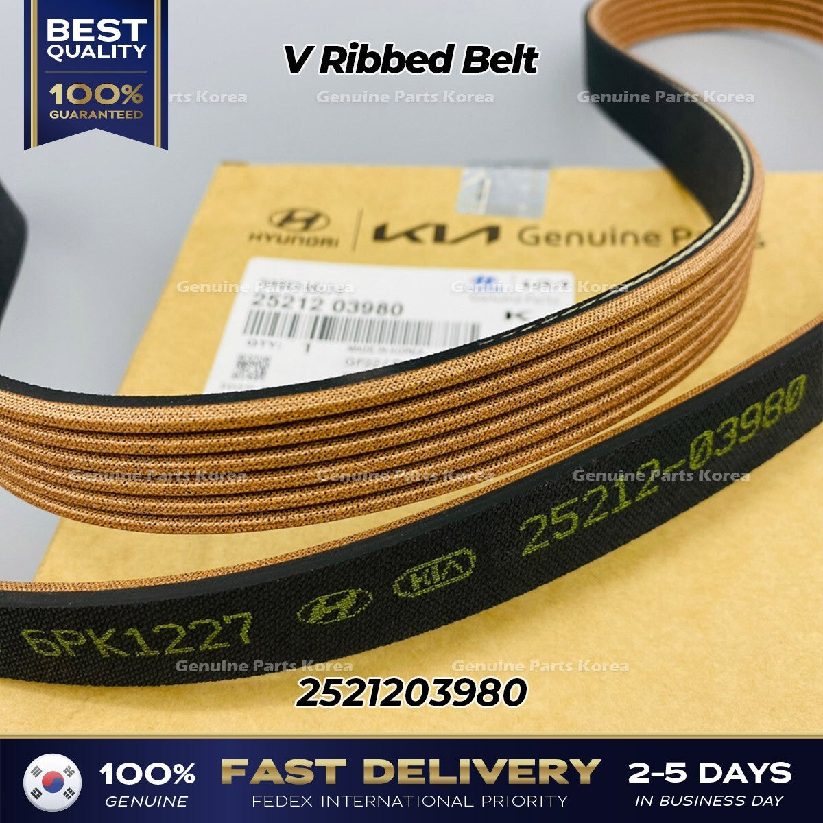 Genuine V Ribbed Belt 2521203980 for Hyundai Accent Kia Rio