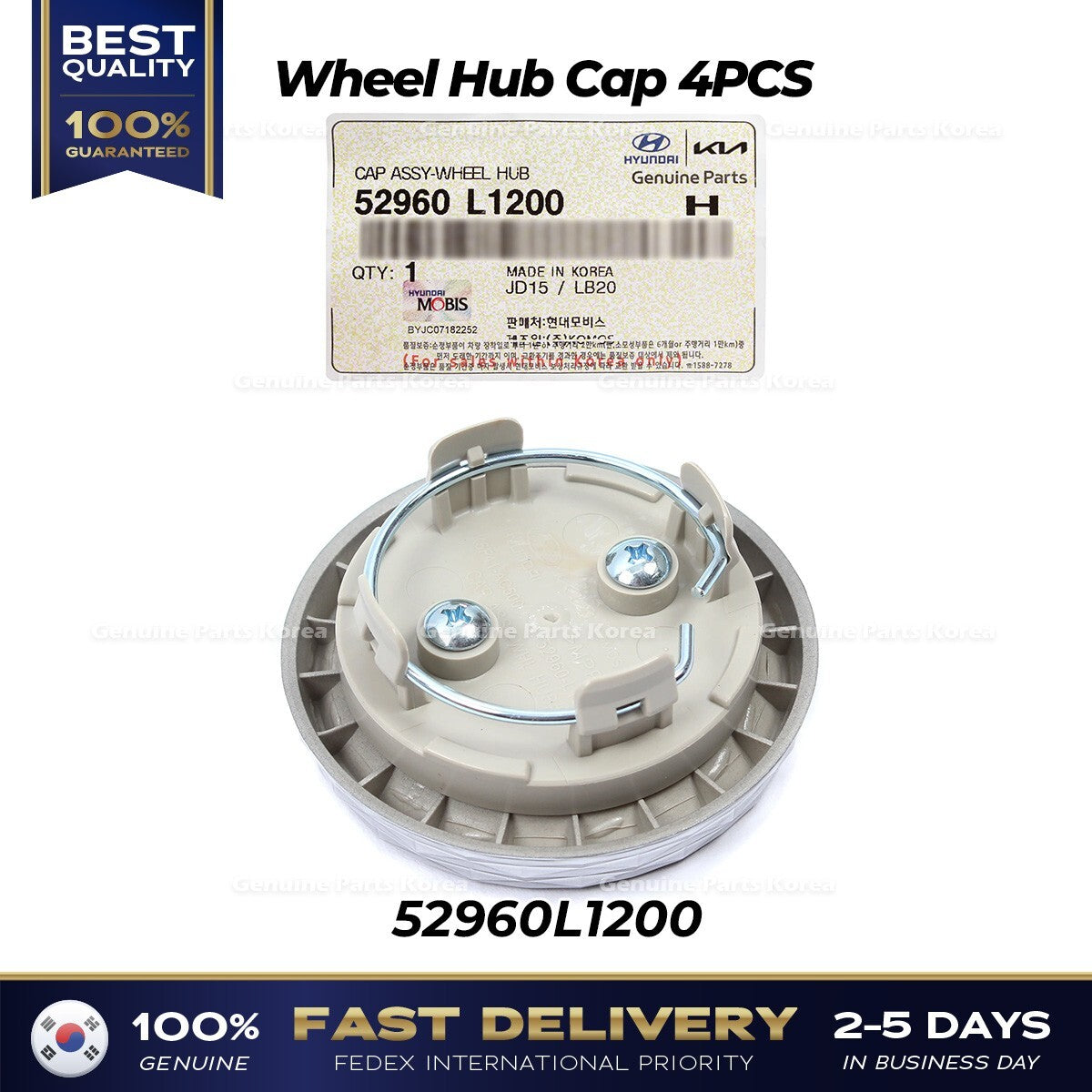 Genuine Wheel Hub Cap 4PCS 52960L1200 for Hyundai Elantra Sonata