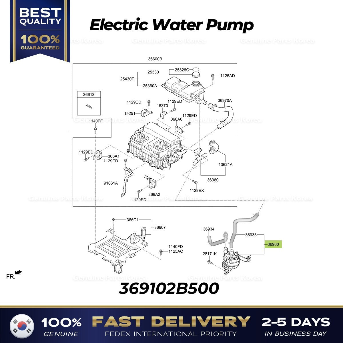 Genuine Electric Water Pump 369102B500 for Hyundai Kona Hybrid