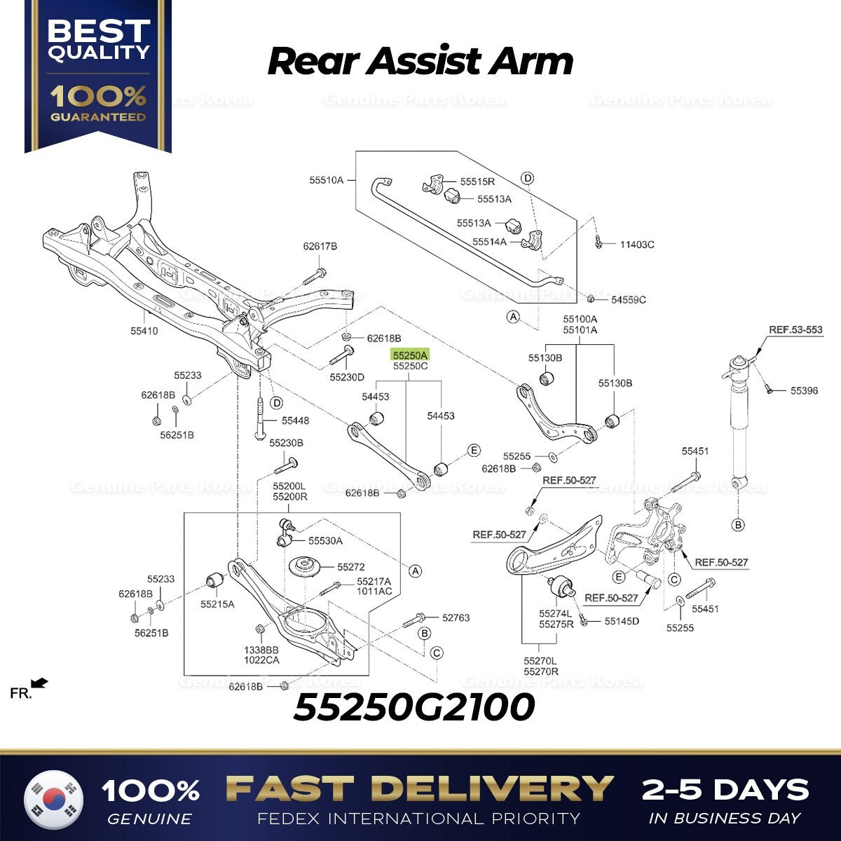 Genuine Rear Assist Arm 55250G2100 for Hyundai Ioniq Kia Niro