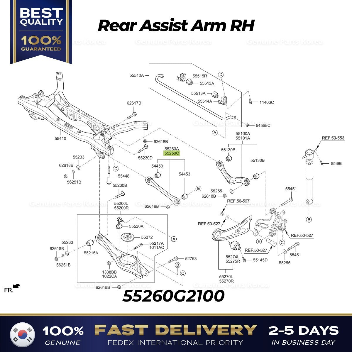 Genuine Rear Assist Arm RH 55260G2100 for Hyundai Ioniq Kia Niro