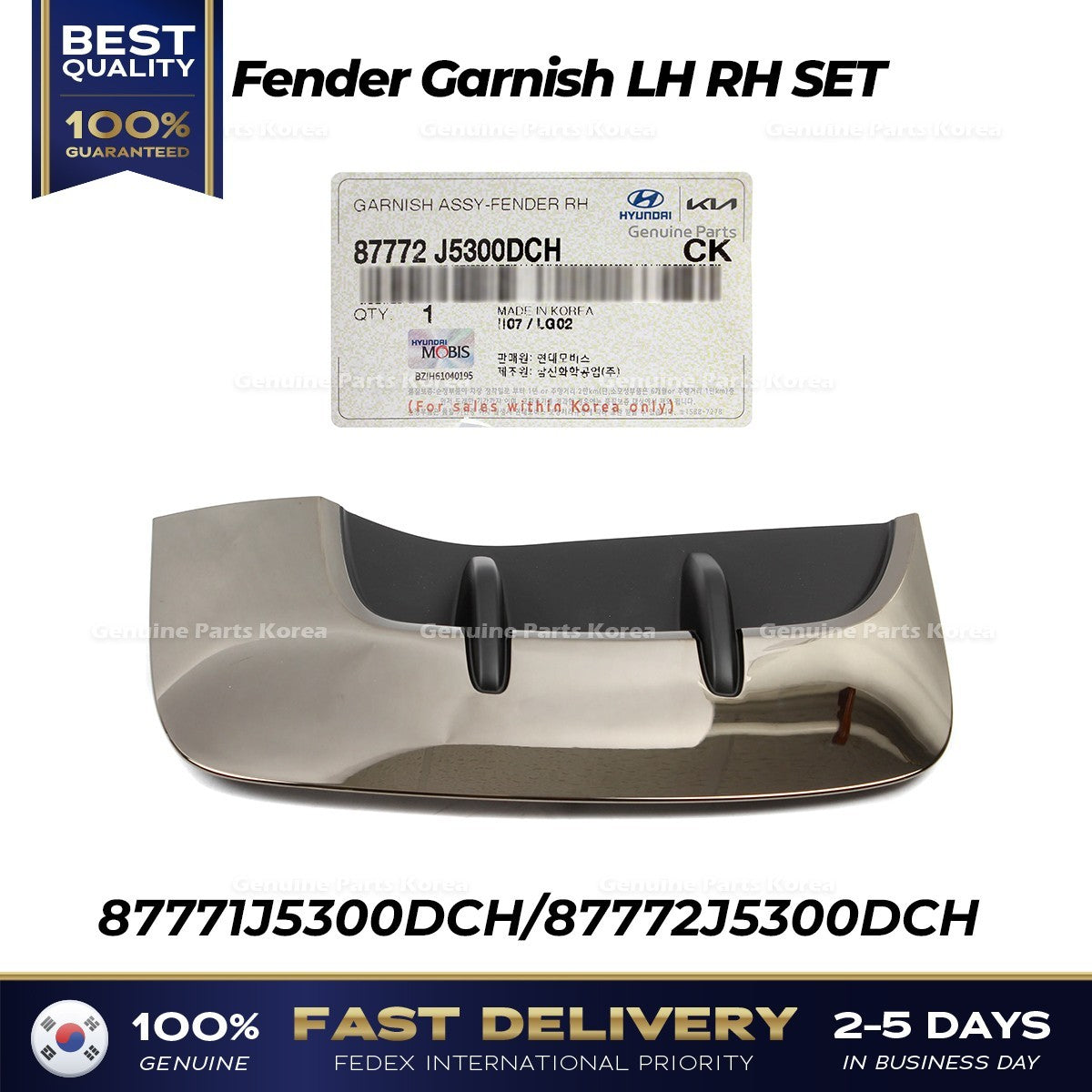 Genuine Fender Garnish LH RH SET for Kia Stinger
