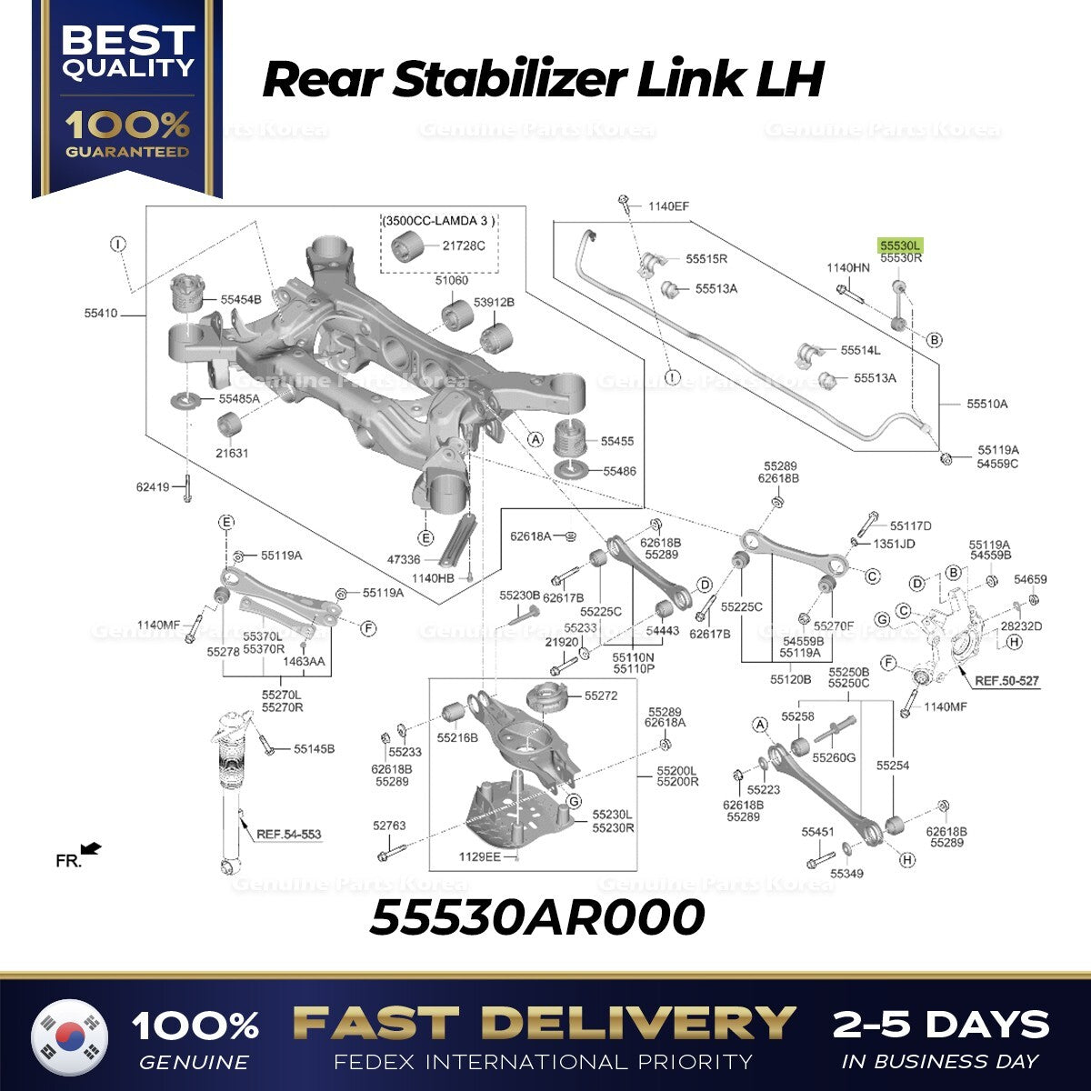 Genuine Rear Stabilizer Link LH 55530AR000 for Hyundai Genesis GV70