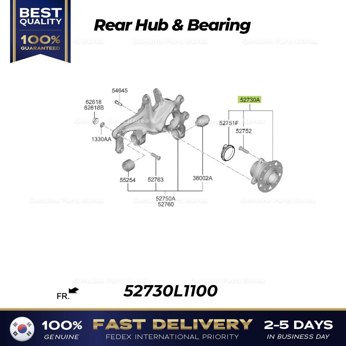 Genuine Rear Hub & Bearing 52730L1100 for Hyundai Sonata