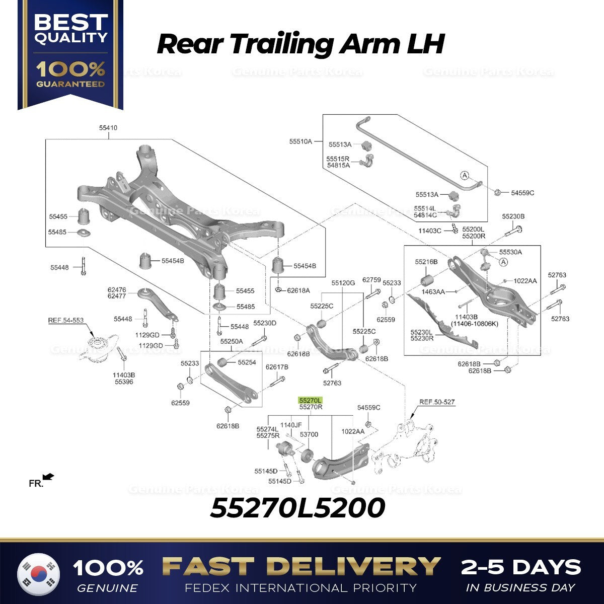 Genuine Rear Trailing Arm LH 55270L5200 for Hyundai Sonata Kia K5