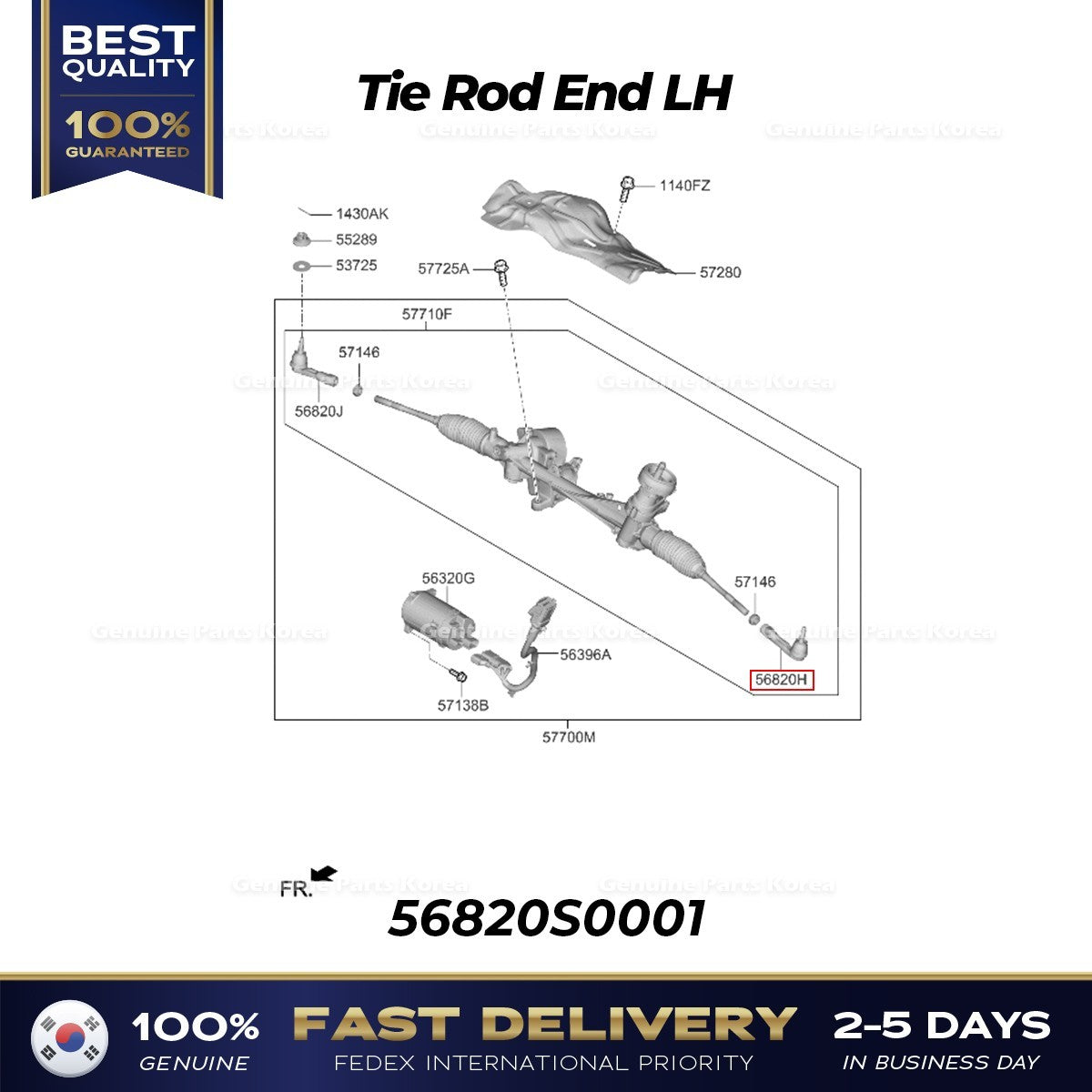 Genuine Tie Rod End LH 56820S0001 for Hyundai Veloster N