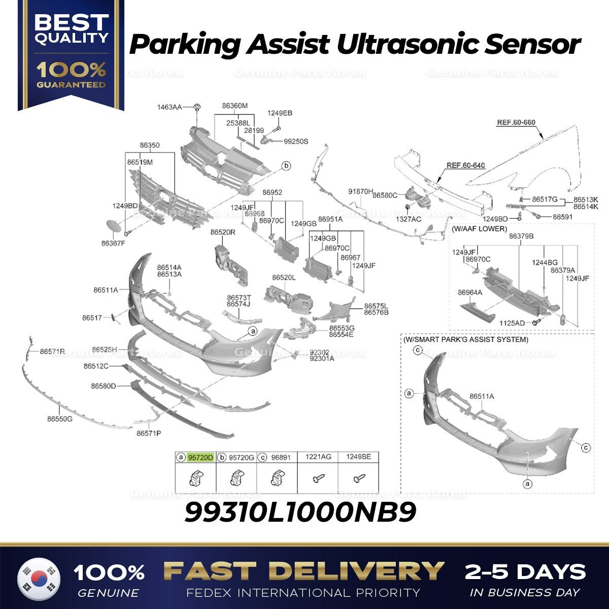 Genuine Parking Assist Ultrasonic Sensor 99310L1000NB9 for Hyundai Sonata