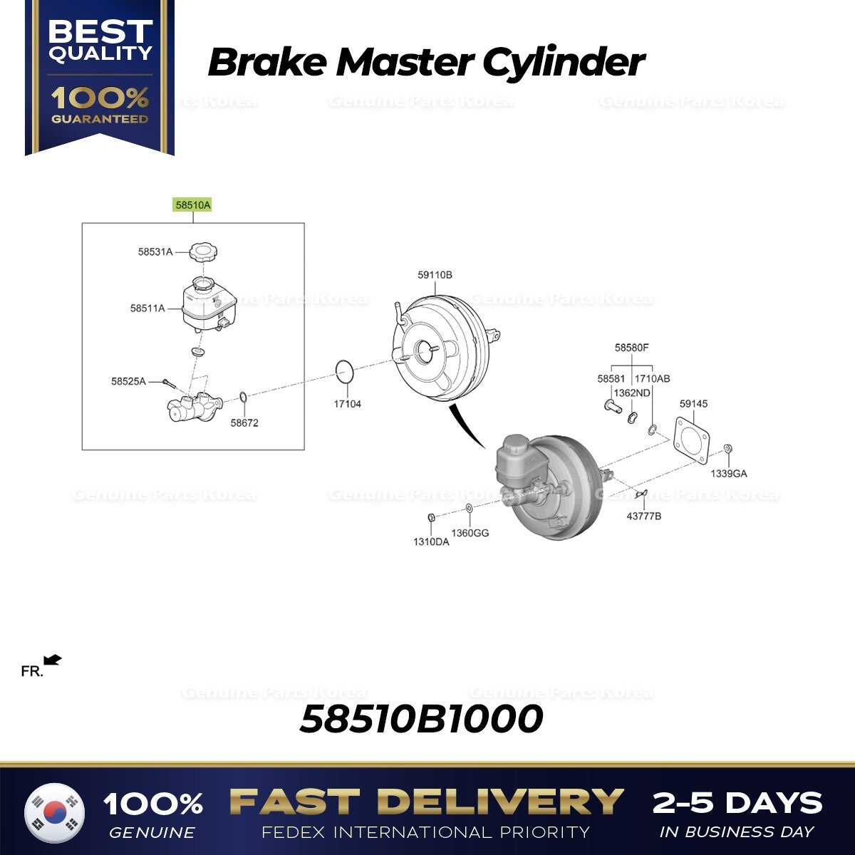 Genuine Brake Master Cylinder 58510B1000 for Hyundai Genesis Kia K900