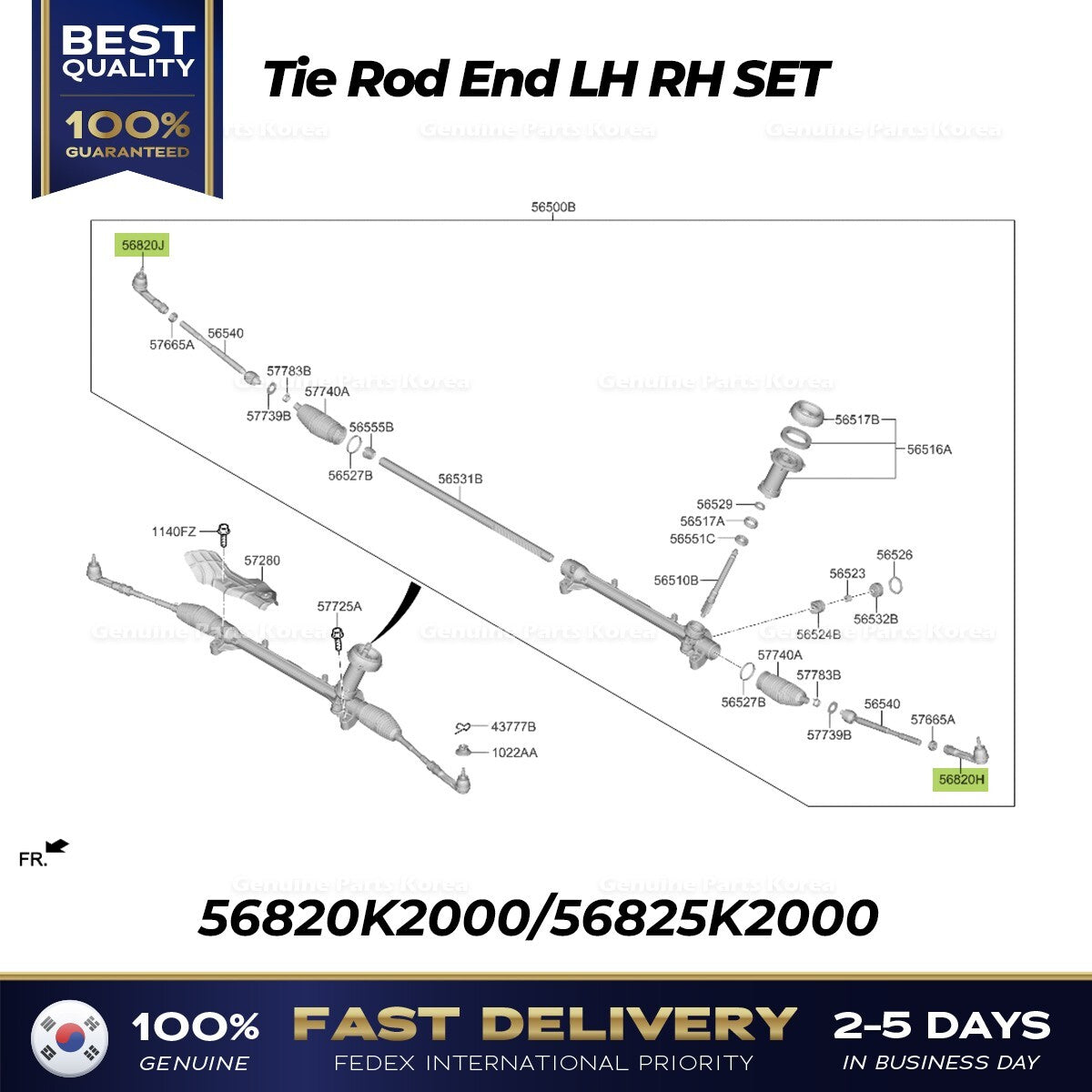 Genuine Tie Rod End LH RH SET 56820K2000 56825K2000 for Hyundai Venue