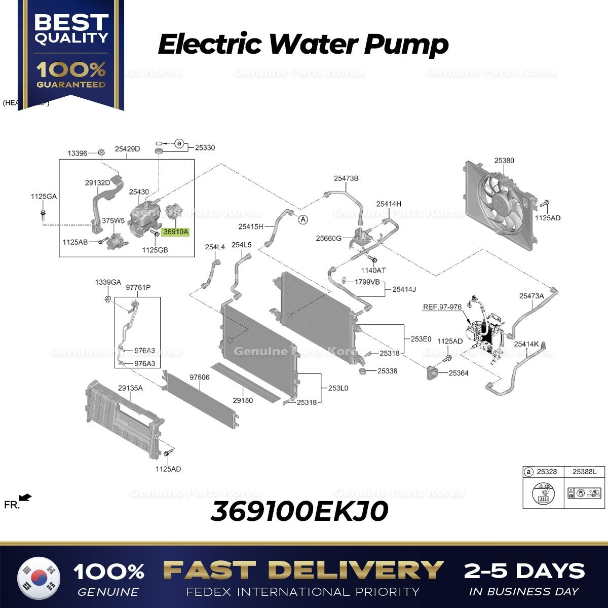 Genuine Electric Water Pump 369100EKJ0 for Hyundai Genesis GV60 Kia EV6