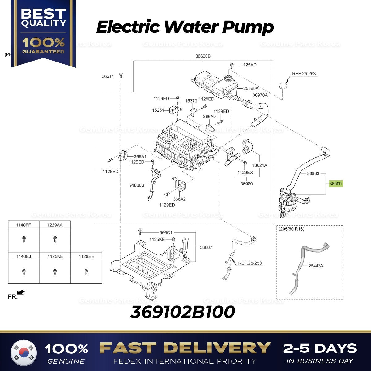 Genuine Electric Water Pump 369102B100 for Kia Niro