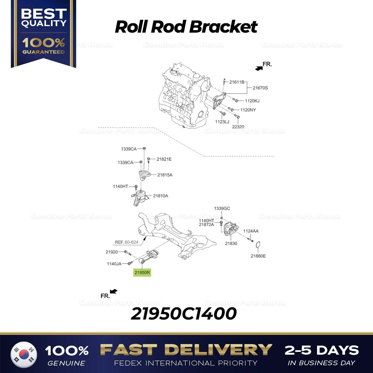 Genuine Roll Rod Bracket 21950C1400 for Hyundai Sonata Kia Optima
