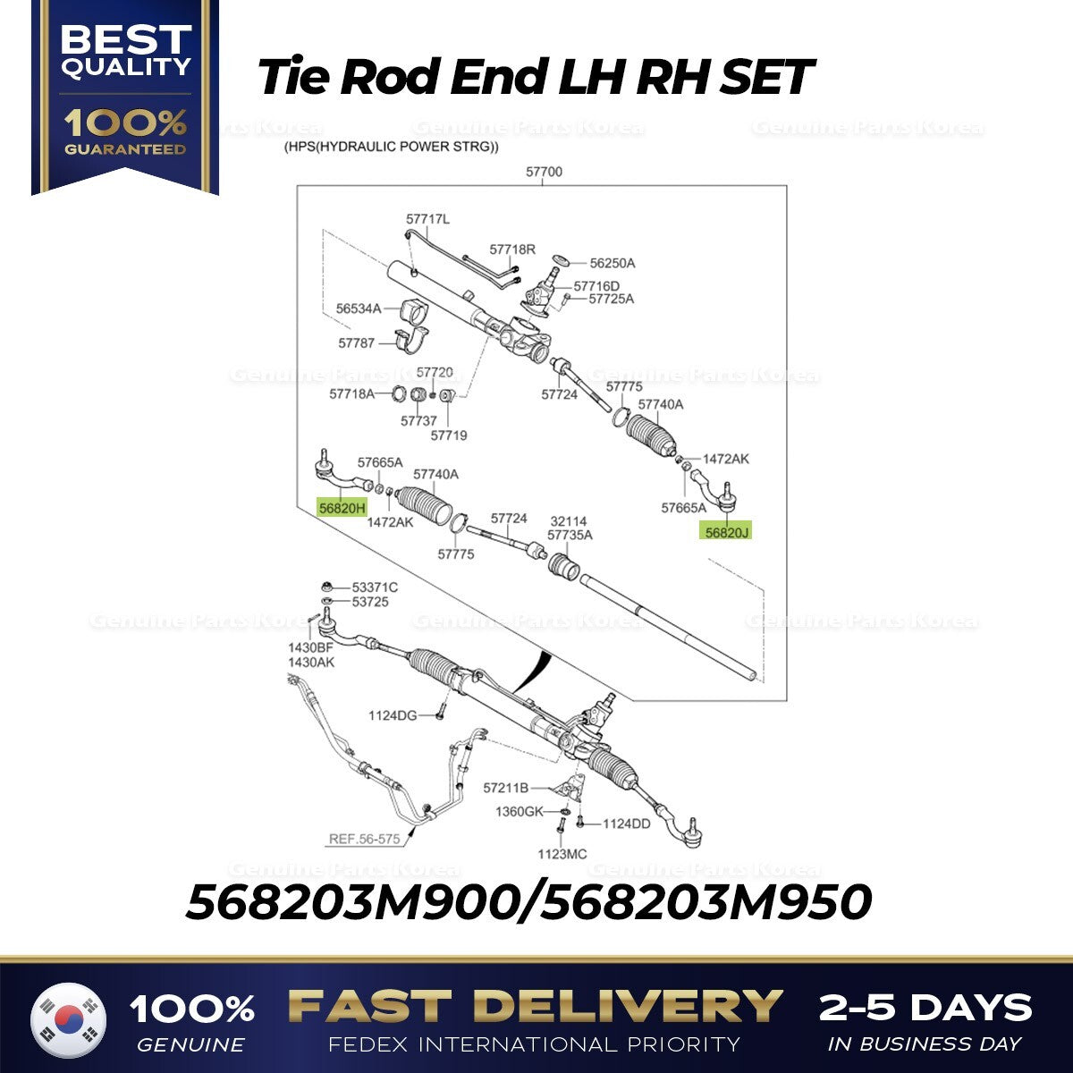 Genuine Tie Rod End LH RH SET 568203M900 568203M950 for Hyundai Equus Genesis