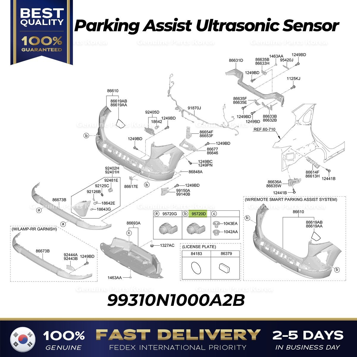 Genuine Parking Assist Ultrasonic Sensor 99310N1000A2B for Hyundai Kona