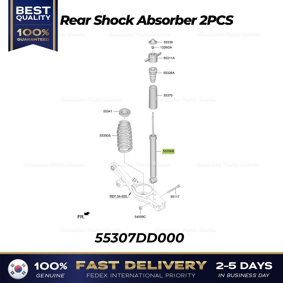 Genuine Rear Shock Absorber 2PCS 55307DD000 for Hyundai Kona Electric