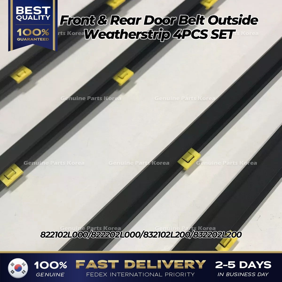 Genuine Front & Rear Door Belt Outside Weatherstrip 4PCS SET