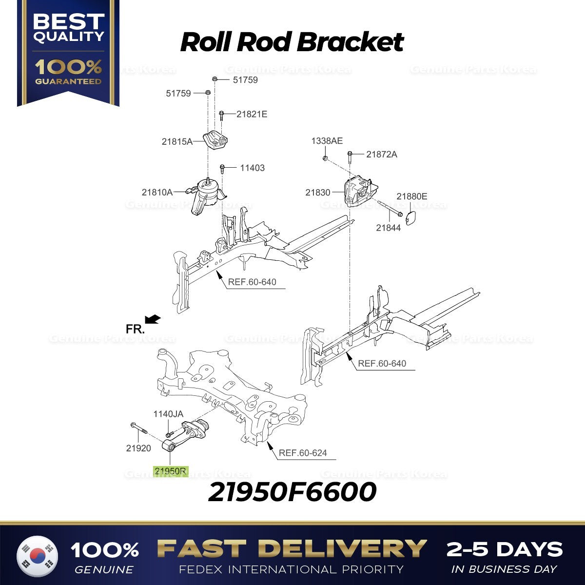 Genuine Roll Rod Bracket 21950F6600 for Kia Cadenza