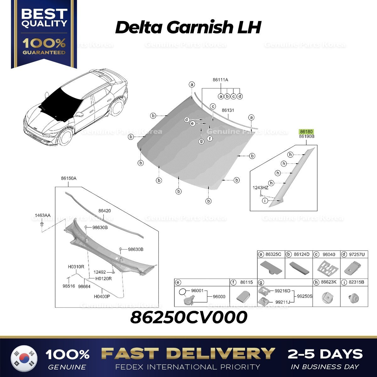 Genuine Delta Garnish LH 86250CV000 for Kia EV6