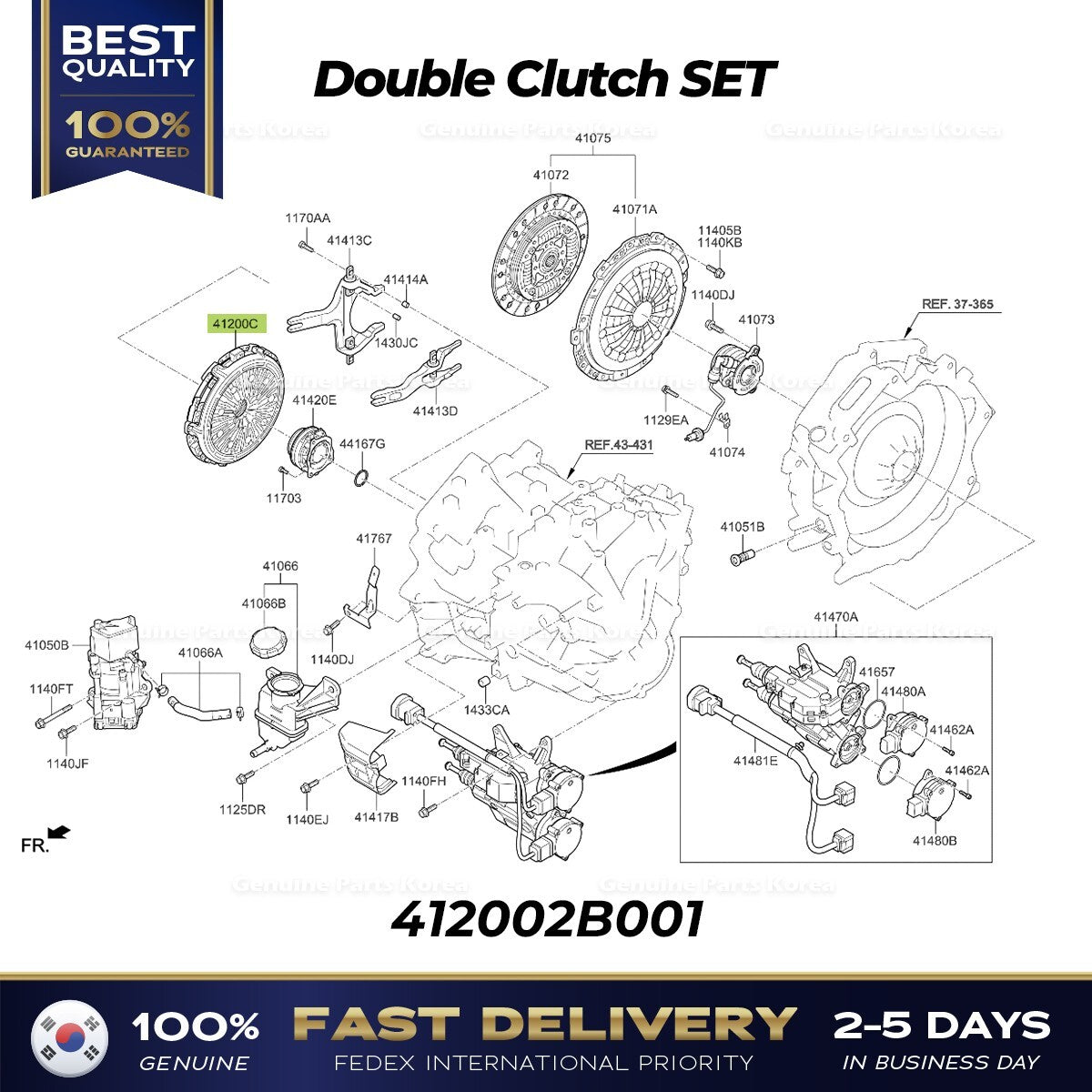 Genuine Double Clutch SET 412002B001 for Hyundai Elantra Ioniq Kia Niro