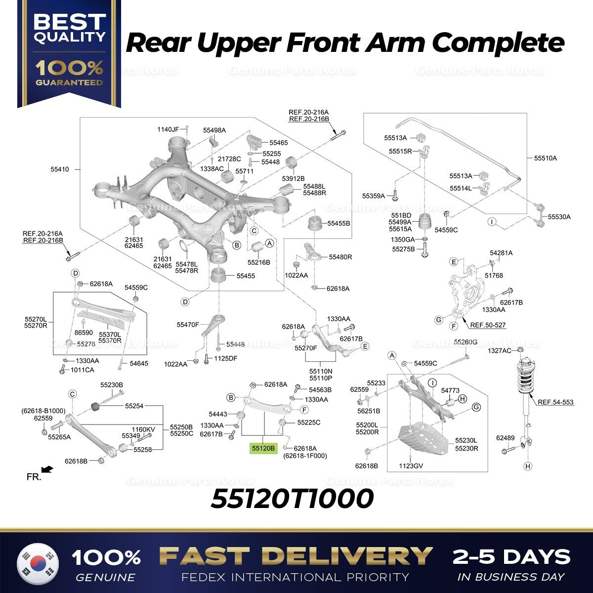 Genuine Rear Upper Front Arm Complete 55120T1000 for Hyundai Genesis G80 G90