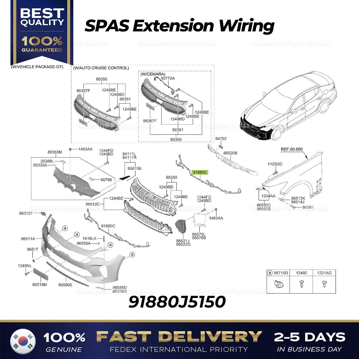 Genuine SPAS Extension Wiring 91880J5150 for Kia Stinger