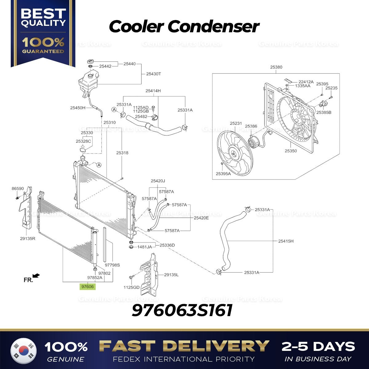 Genuine Cooler Condenser 976063S161 for Hyundai Azera Kia Cadenza