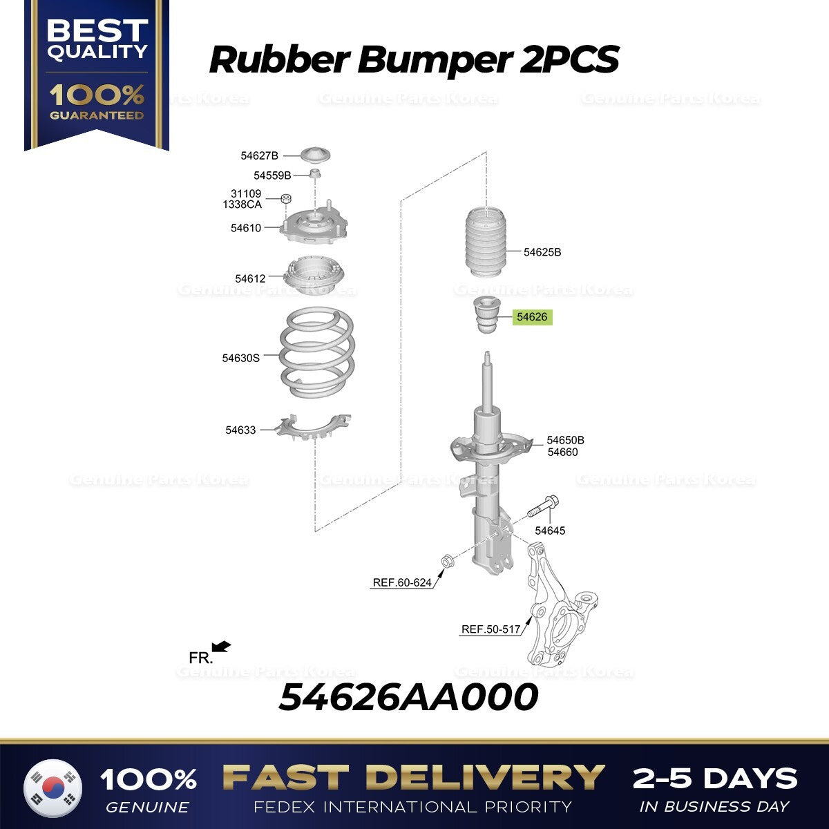 Genuine Rubber Bumper 2PCS 54626AA000 for Hyundai Elantra