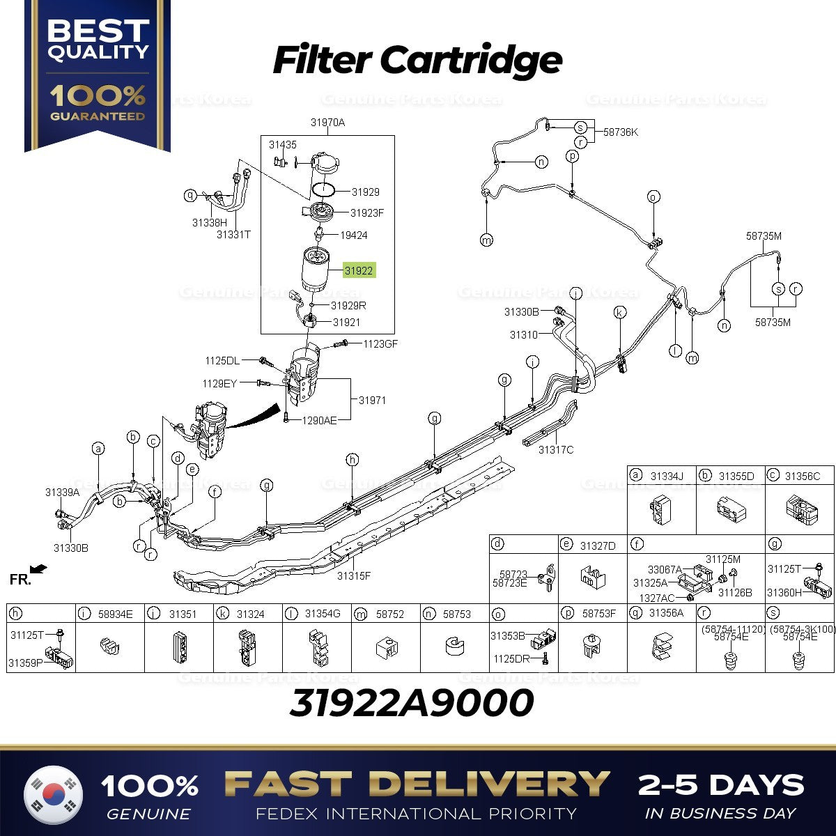 Genuine Filter Cartridge 31922A9000 for Hyundai Santa Fe Kia K5