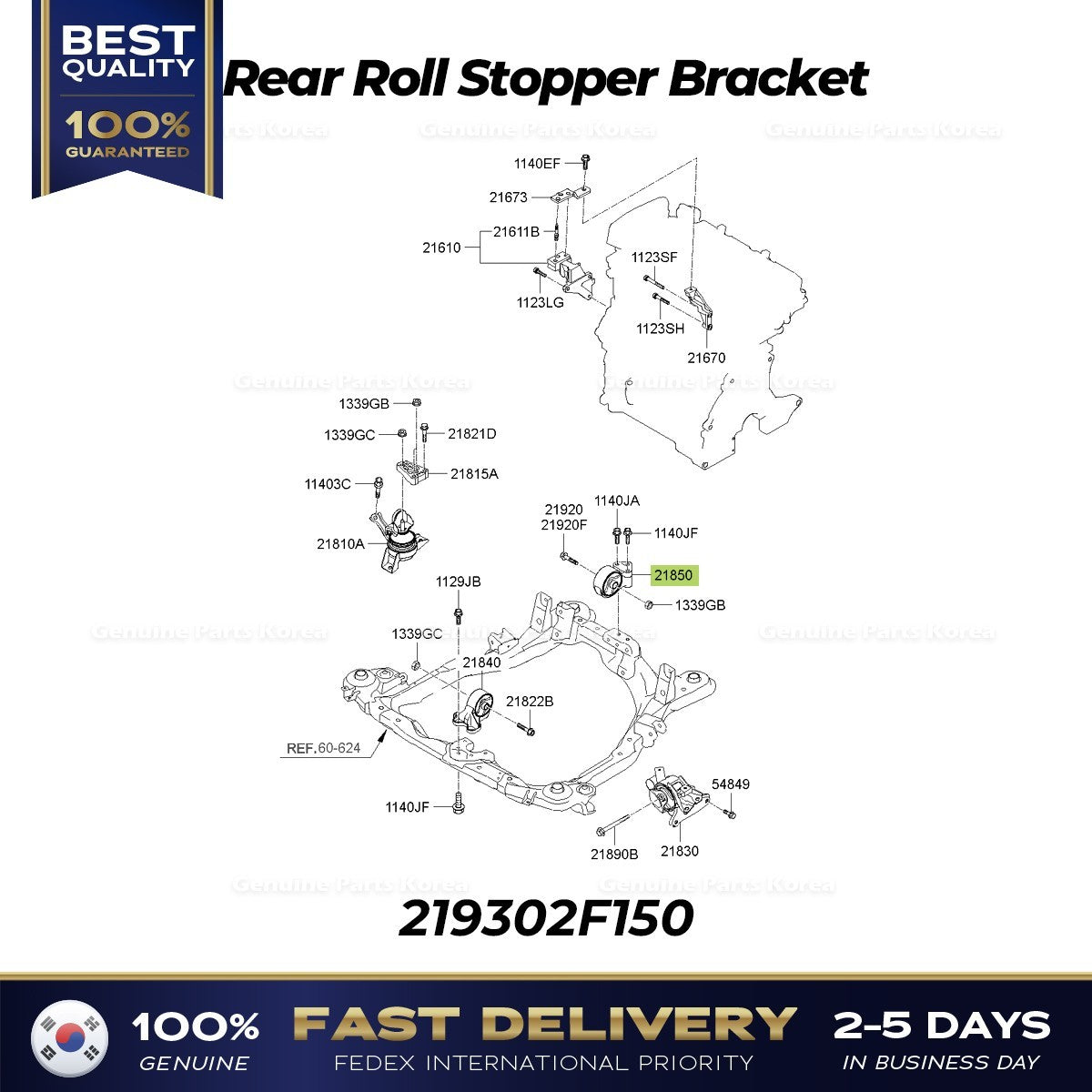 Genuine Rear Roll Stopper Bracket 219302F150 for Kia Spectra