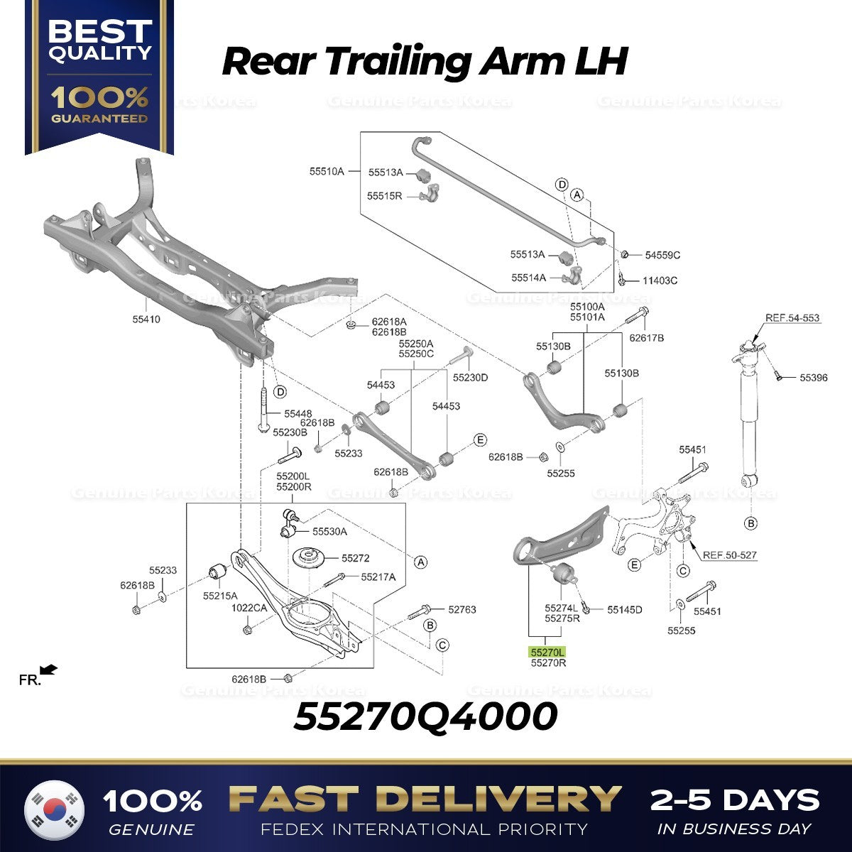 Genuine Rear Trailing Arm LH 55270Q4000 for Kia Niro EV
