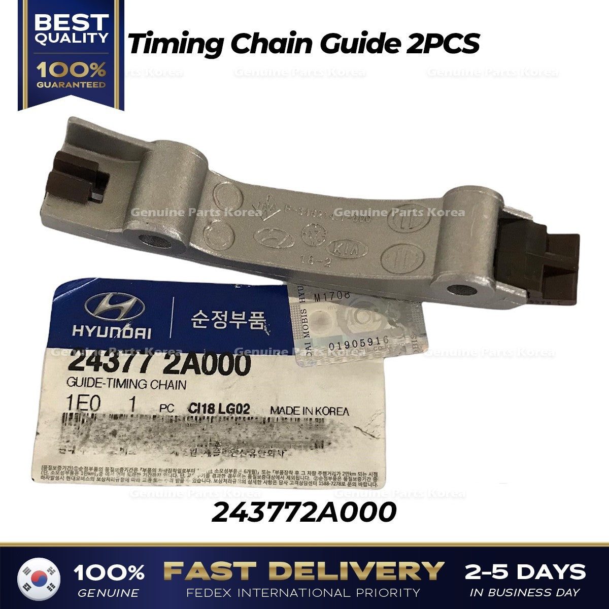 Genuine Timing Chain Guide 2PCS 243772A000 for Hyundai Accent Elantra Tucson